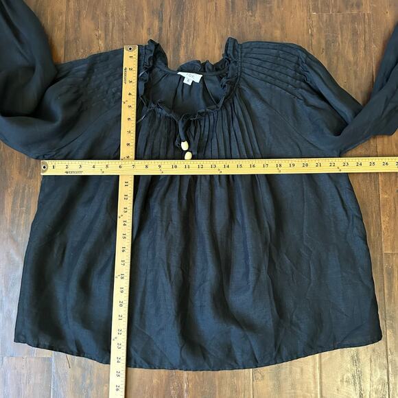 LUNAR FOX Charlotte Blouse Black Linen Balloon Sleeve Minimalist Goth - Picture 10 of 10